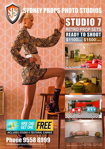 Photographic Studio with Ready to Shoot Retro Sets with Props for Hire in Sydney